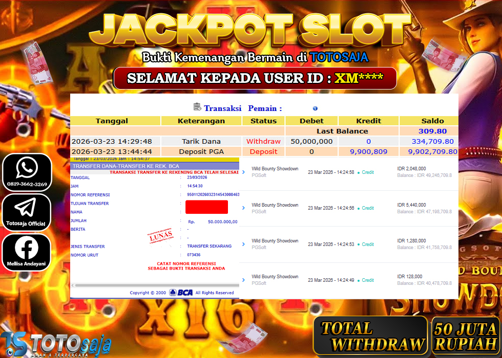 TOTOSAJA JACKPOT SLOT ONLINE WILD BOUNTY SHOWDOWN Rp.50.000.000,- LUNAS