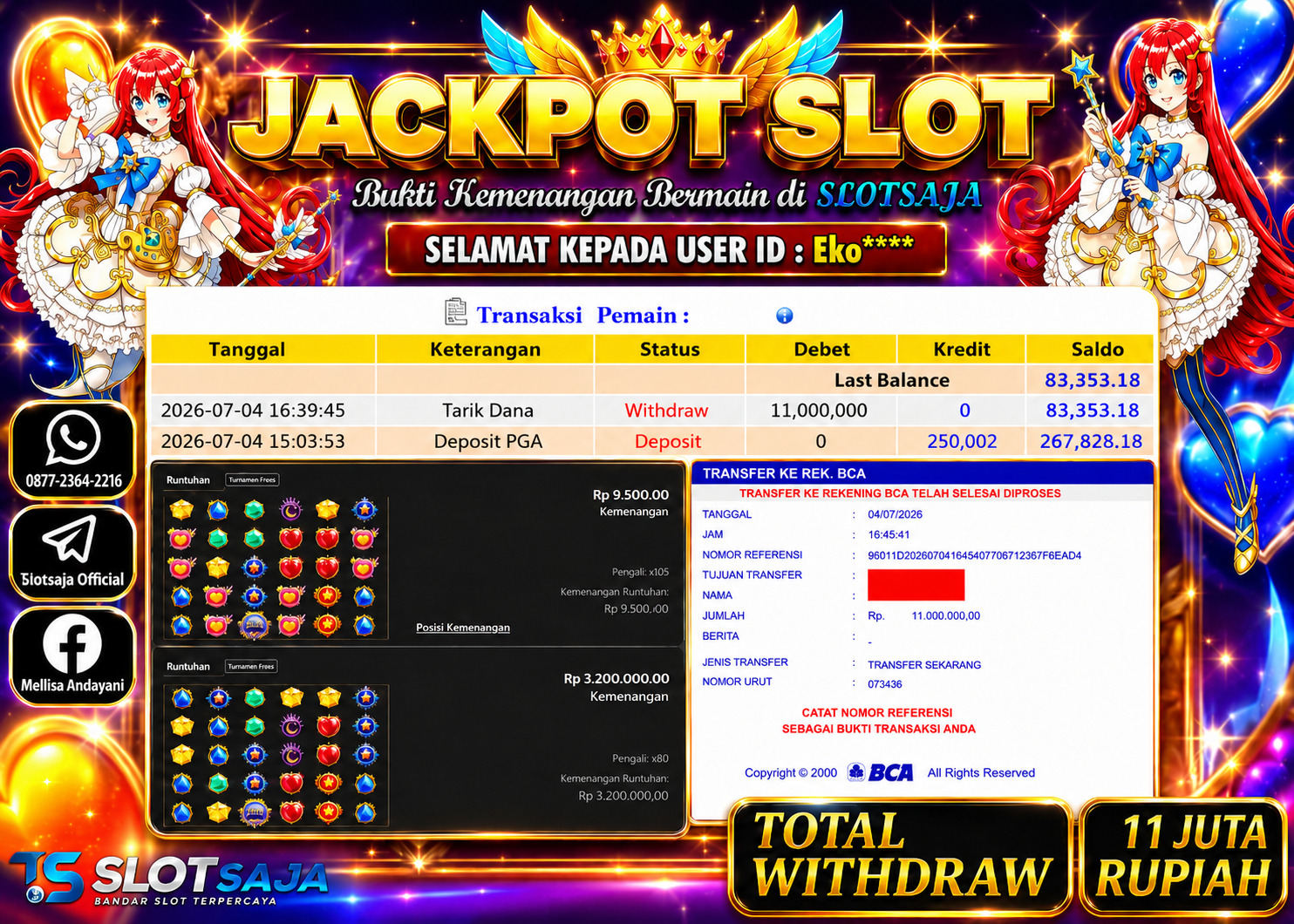 TOTOSAJA JACKPOT SLOT ONLINE STARLIGHT PRINCESS 1000 Rp.11.000.000,- LUNAS